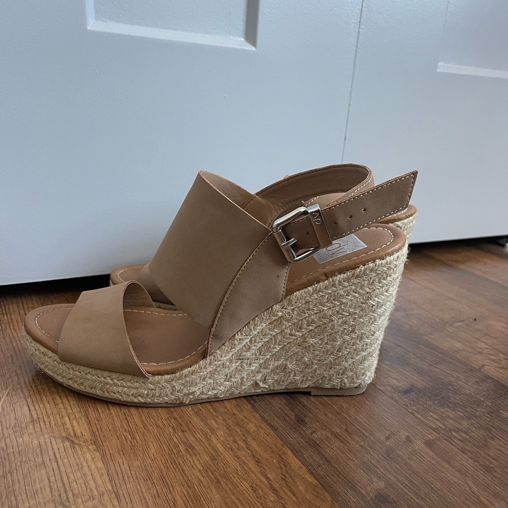 Brown and tan wedges